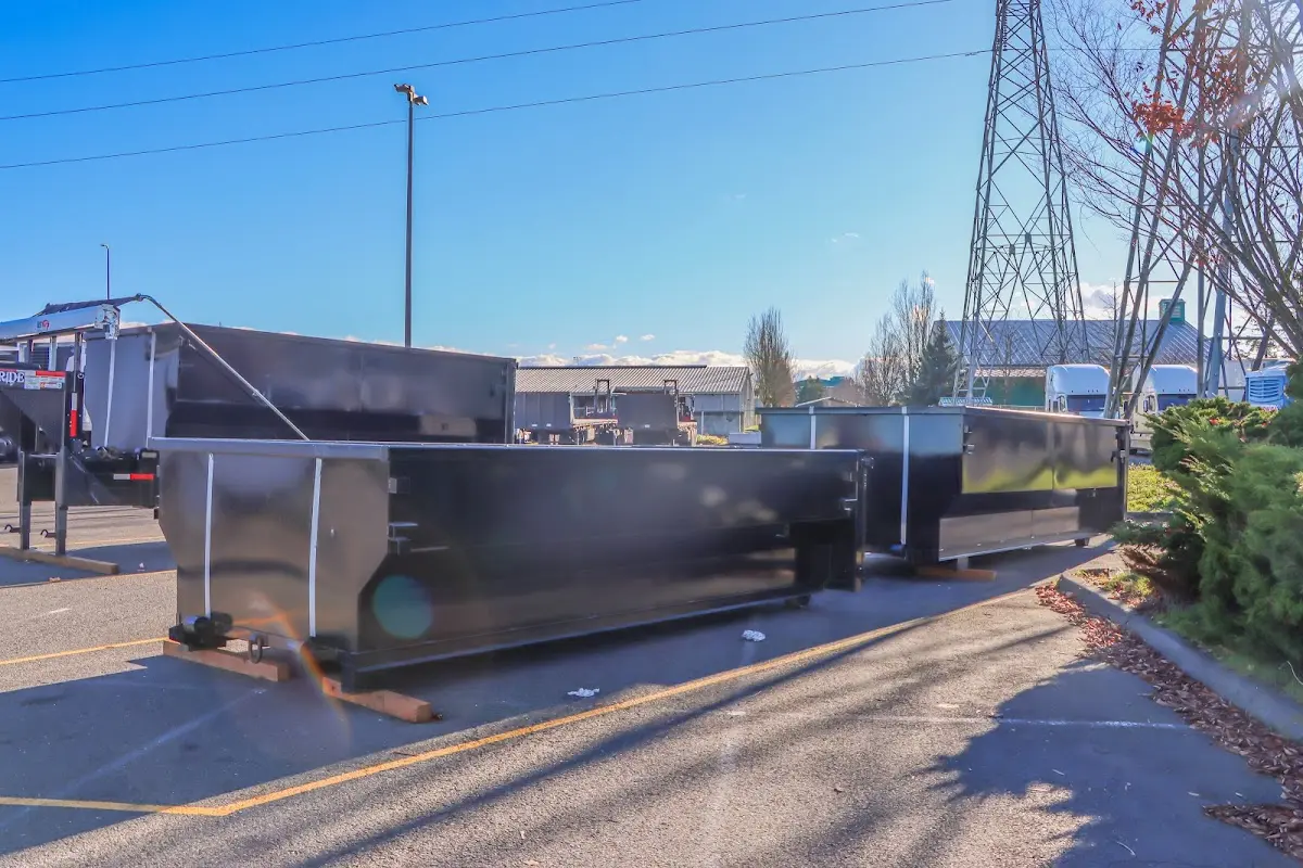 Roll-off dumpster ready for waste disposal at job site for Yard Waste Dumpster Rental in Glen Carbon